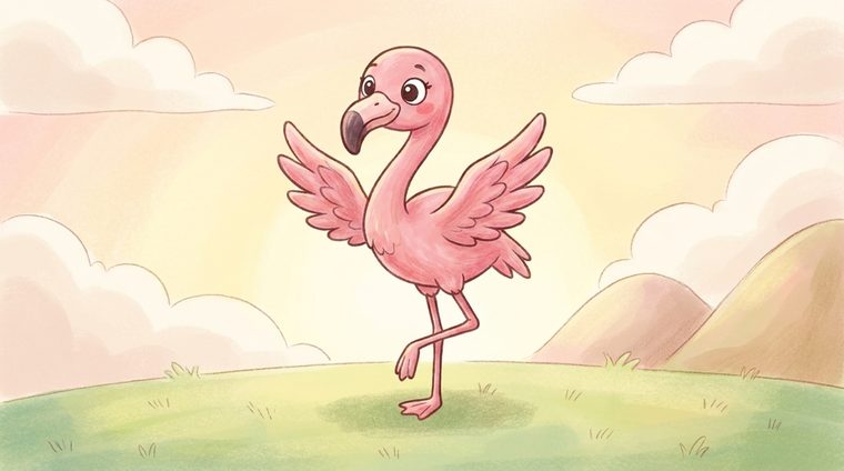 Ms. Gracie the flamingo teacher with wings spread